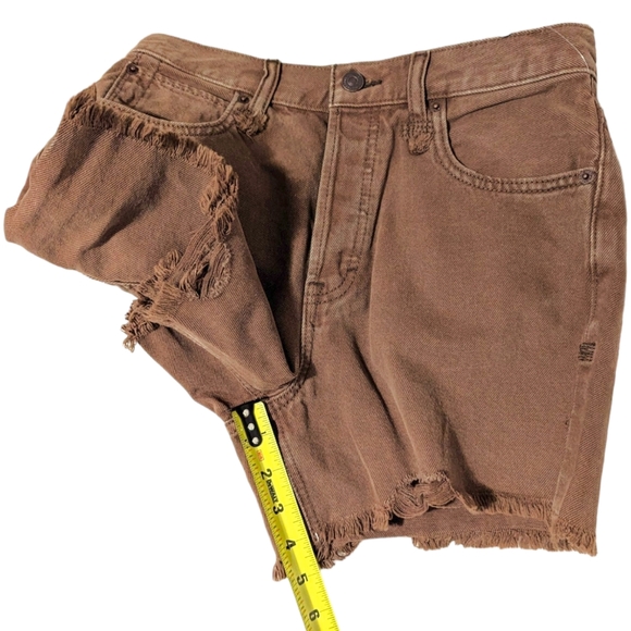 We The Free Makai Distressed Cutoff Shorts Womens Size 26 Brown Washed Chocolate - Picture 13 of 16
